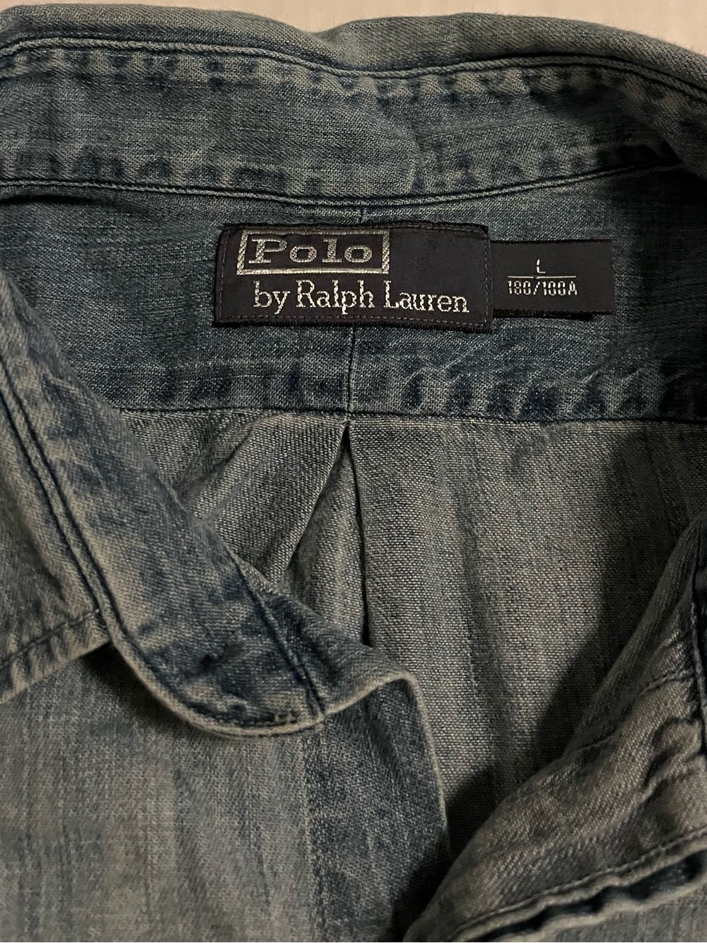 VTG 90’s Polo Ralph Lauren RL Naval Res Chambray Denim Long Sleeve Shirt LARGE - Picture 5 of 9